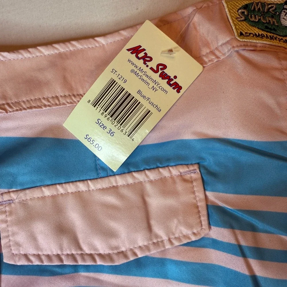 Mr Swim Trunks‎ Mens 36 Fuschia Blue White Swimwear Boardshorts NEW With Tags